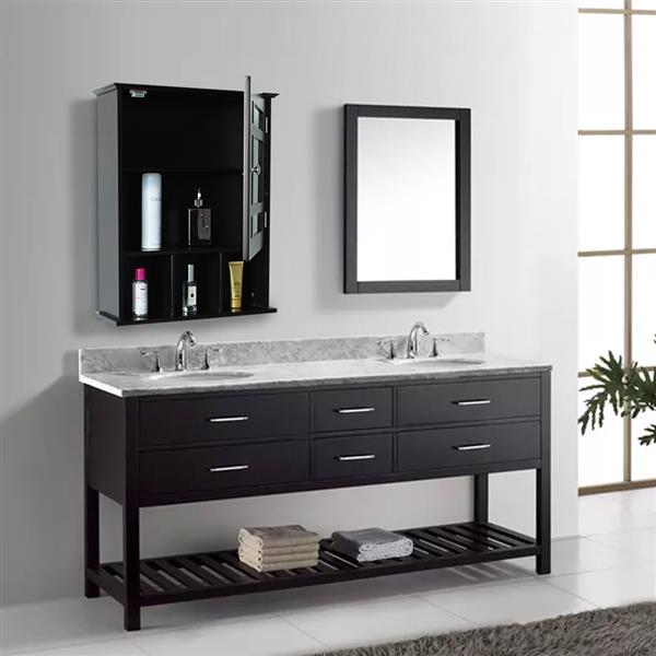 Single Door Three Compartment Storage Bathroom Cabinet - Grey-brown