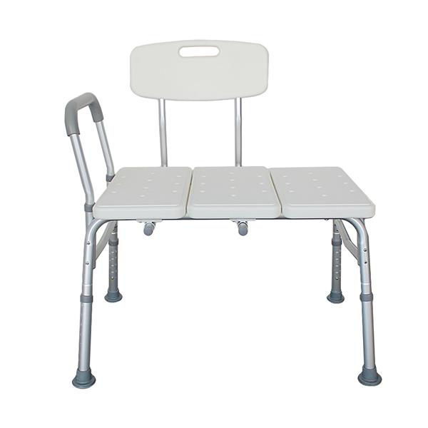 Medical Bathroom Safety Shower Tub Aluminium Alloy Bath Chair Transfer Bench with Wide Seat & Padded Handle White
