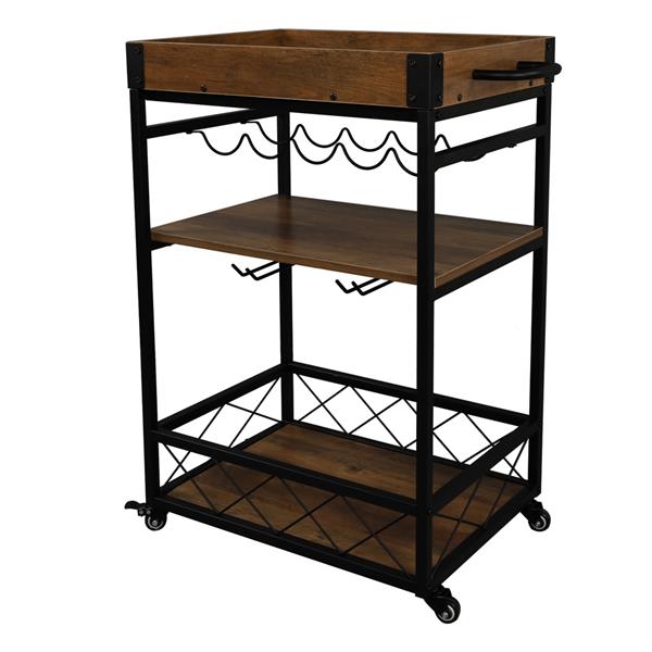 Bar Serving Cart Home Mobile Kitchen Serving cart,Industrial Vintage Style Wood Metal Serving Trolley