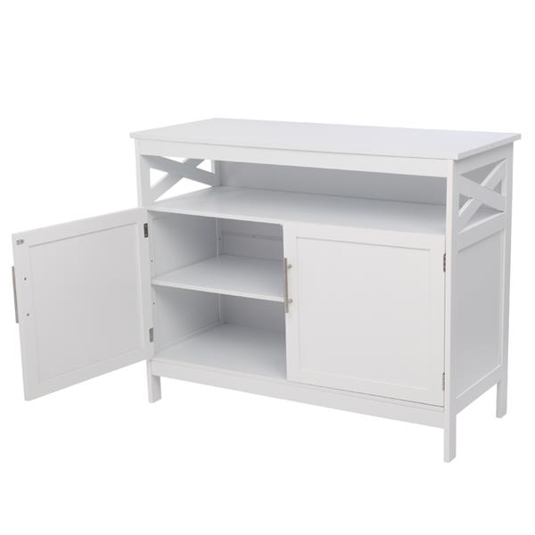 Double Door Side Cabinet With Partition White