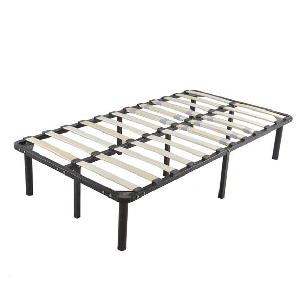 74*38*14 Wooden Bed Slat and Metal Iron Stand Twin Size Iron Bed Black