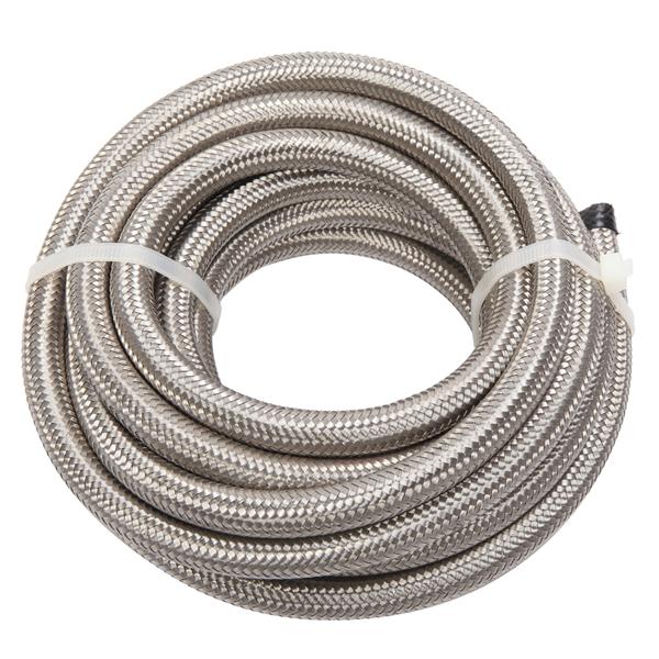 4AN 16-Foot Universal Stainless Steel Braided Fuel Hose Silver
