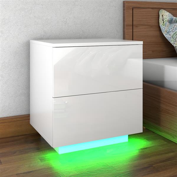 LED Double Side Cabinet Bedside Table White