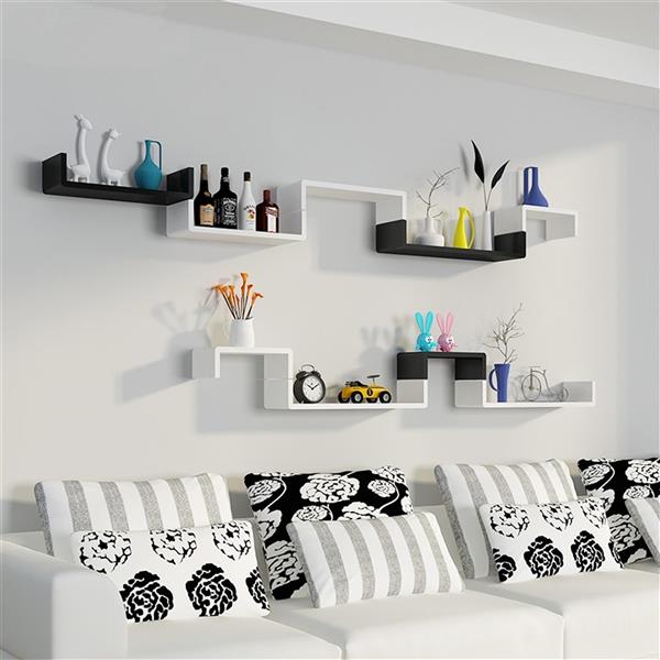 Set of 3 Floating Display Shelves Ledge Bookshelf Wall Mount Storage Home Décor Black