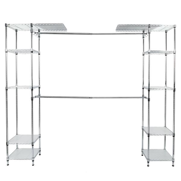 Custom Closet Organizer Shelves System Kit Expandable Clothes Storage Metal Rack