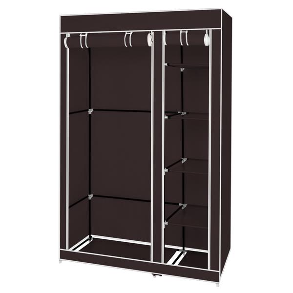 67" Portable Clothes Closet Wardrobe with Non-woven Fabric and Hanging Rod Quick and Easy to Assemble Dark Brown