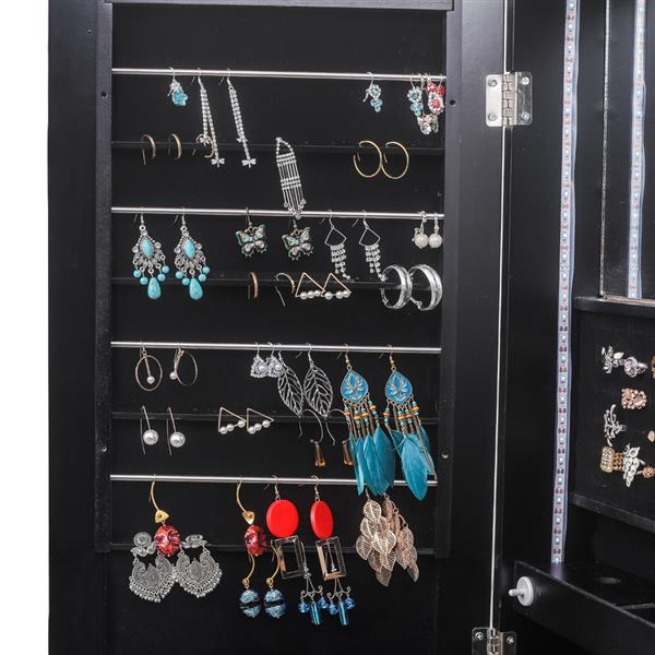 79 Blue Led Jewelry Cabinet, Jewelry Storage Cabinet, Upright Jewelry Cabinet With Long Mirror（Black）