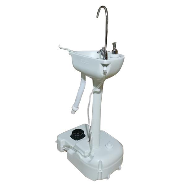 【Limited 3% Coupon】CHH-7701C Portable Removable Outdoor Wash Basin with Faucet & Garden Pipe Joint White