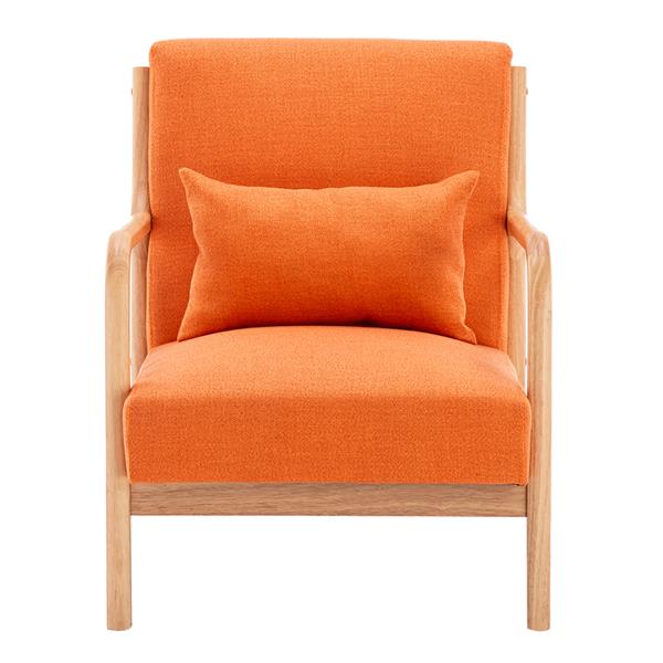 Fabric Oak Sofa Orange (66 x 68 x 75cm)