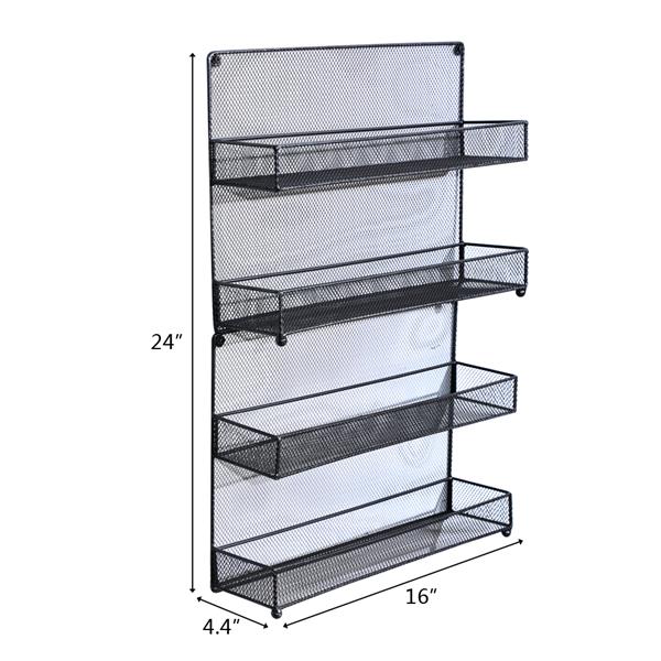 4 Tier Mesh Kitchen Wall Mount Spice Rack Bronze