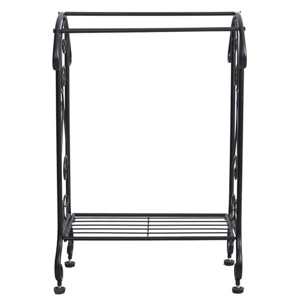 Metal Free Standing Towel Rack Stand with Shelf, Black