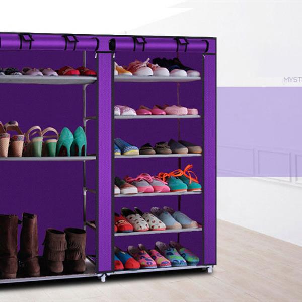 Double Rows 9 Lattices Combination Style Shoe Cabinet Purple