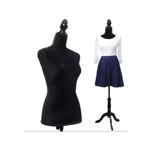 Half-Length Foam & Brushed Fabric Coating Lady Model for Clothing Display Black