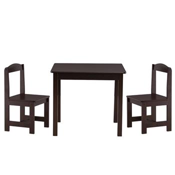 [60 x 60 x 52]cm MDF Simple Children\\'s Table and Chair Set of 3 1 Table 2 Chairs Brown
