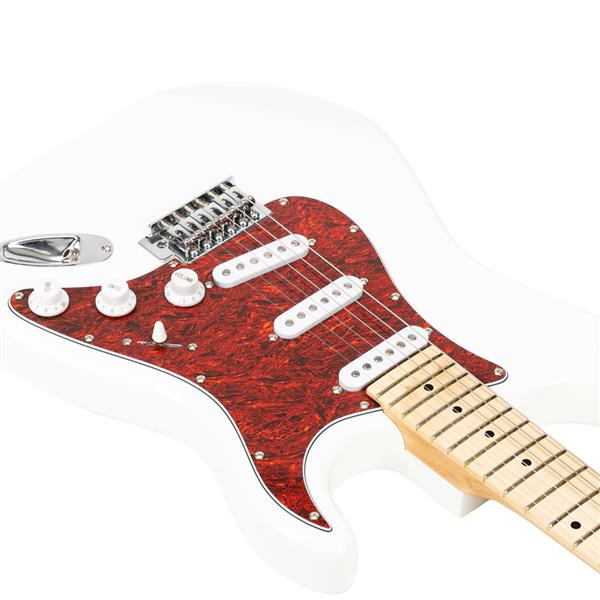 ST3 Stylish Pearl-shaped Pickguard Electric Guitar White & Red