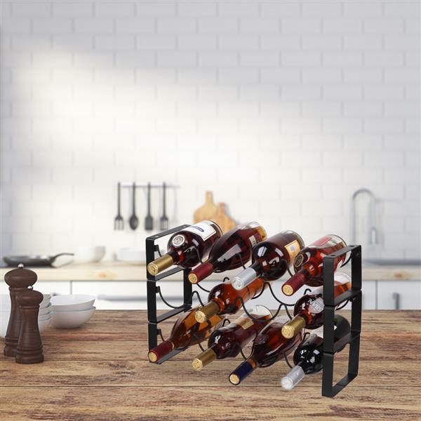 3 Tier Stackable Wine Rack 12 Bottles Metal Wine Rack