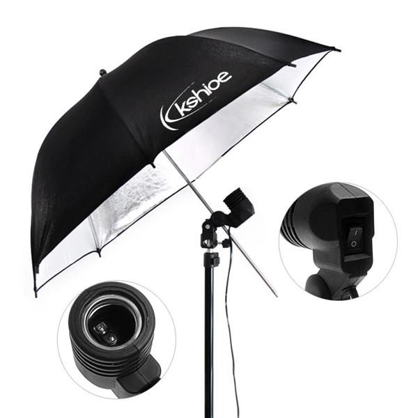 45W Two Lights 33" White Umbrellas 33" Silver Black Umbrellas Holders Set US plug White & Bla(Do Not Sell on Amazon)