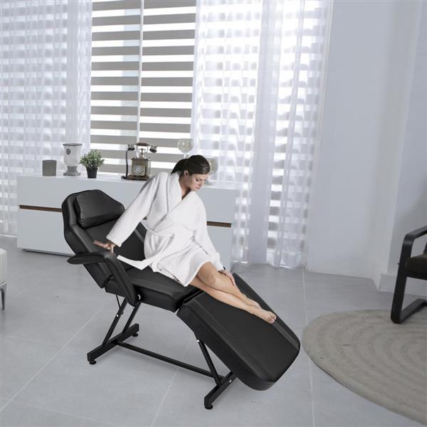 72" Adjustable Beauty Salon SPA Massage Bed Tattoo Chair with Stool Black  