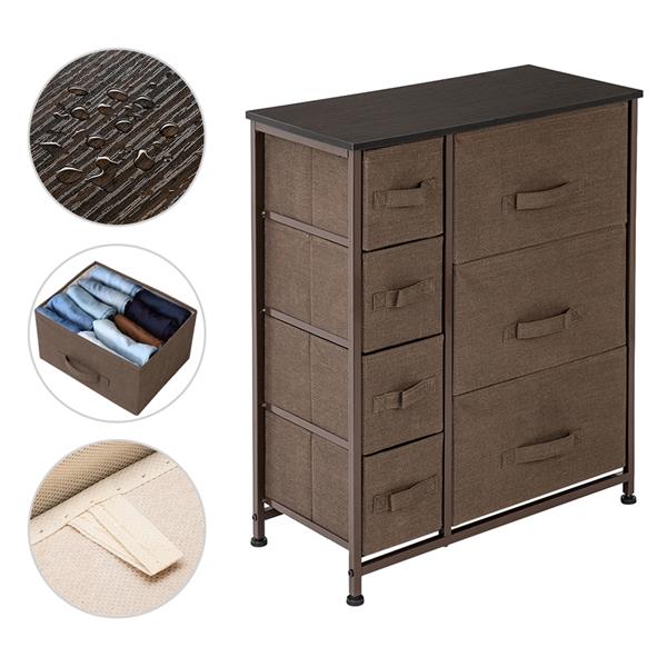 Dresser with 7 Drawers - Furniture Storage Tower Unit for Bedroom, Hallway, Closet, Office Organization - Steel Frame, Wood Top, Easy Pull Fabric Bins, Brown