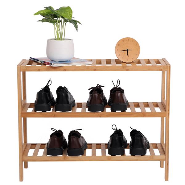 100% Bamboo Shoe Rack Bench, Shoe Storage, 3-Layer Multi-Functional Cell Shelf, Can Be Used For Entrance Corridor, Bathroom, Living Room And Corridor 70 * 25 * 55 - Natural