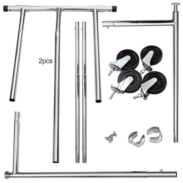 Portable Single-bar Steel Clothes Rack Silver