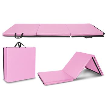 6\\'x2\\'x2\\" Tri-fold Gymnastics Yoga Mat with Hand Buckle Pink