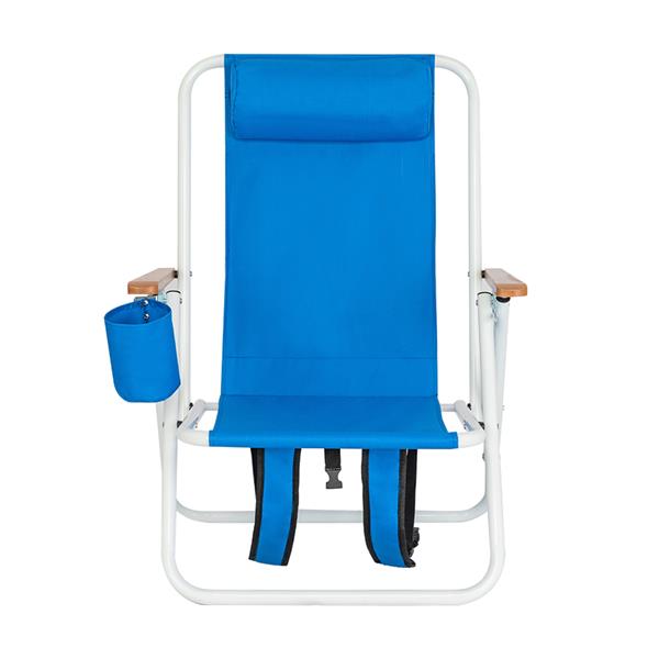 Portable High Strength Beach Chair with Adjustable Headrest Blue
