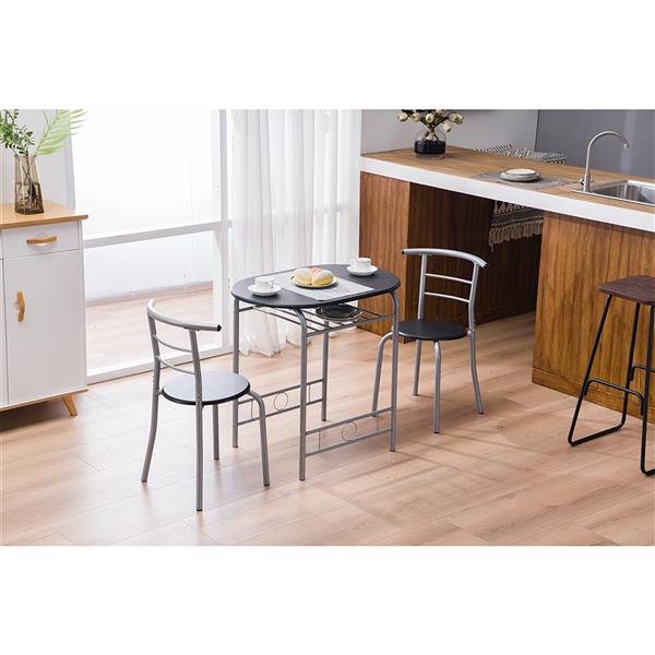 PVC Breakfast Table (One Table and Two Chairs) Black