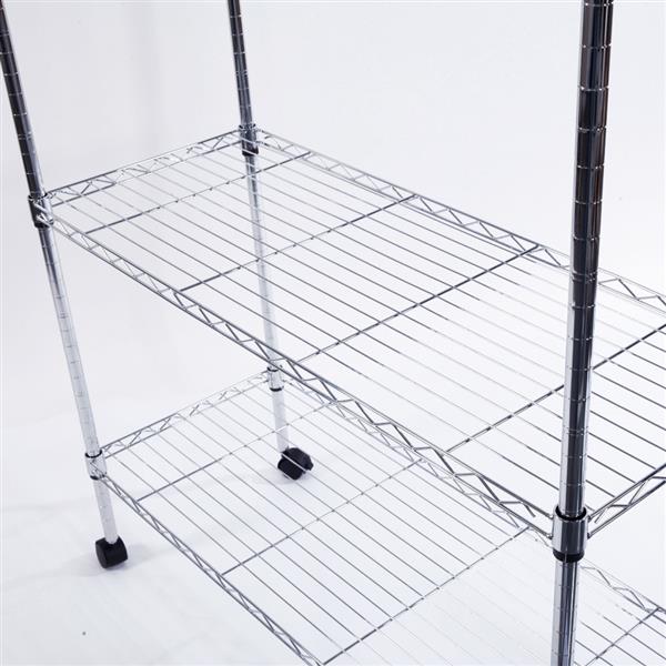 5-Layer Chrome Plated Iron Shelf with 1.5" Nylon Wheels 165*90*35 Chrome