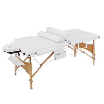 3 Sections Folding Portable SPA Bodybuilding Massage Table Set White