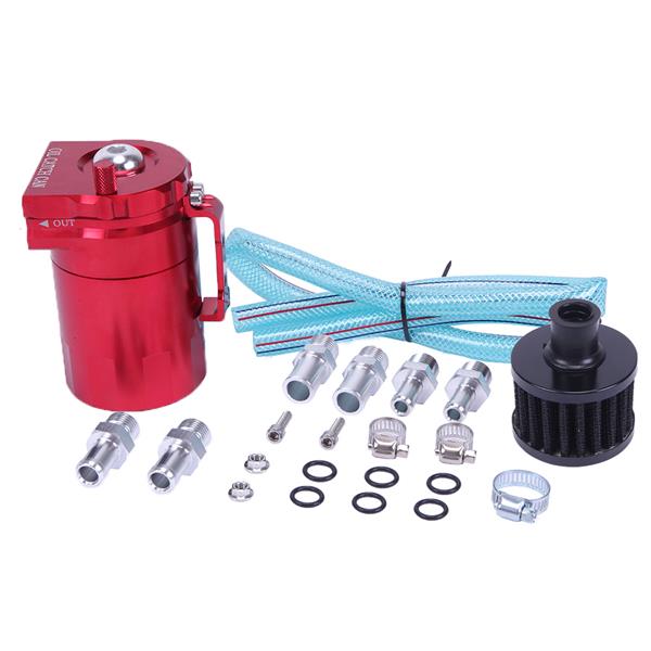 Round Oil Catch Tank Double hole Oil Catch Tank with Air Filter Red