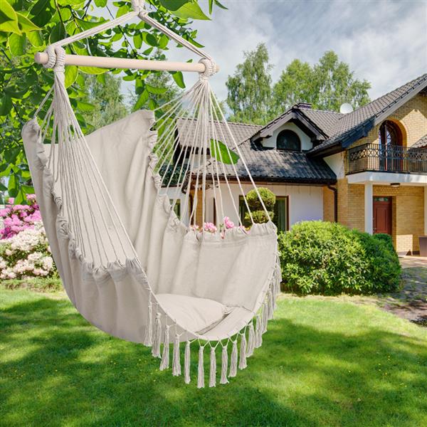 1.5*1.2m Tassel Plus Pillow Hanging Chair Beige