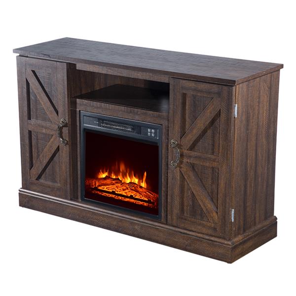 SF103-18G HA115-47 47 Inch Log Brown Fireplace TV Cabinet 1400W Single Color/Fake Firewood/Heating Wire/With Small Remote Control, Movement Black