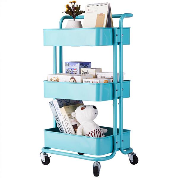 3-Tier Home Kitchen Storage Utility cart with handle-Turquoise