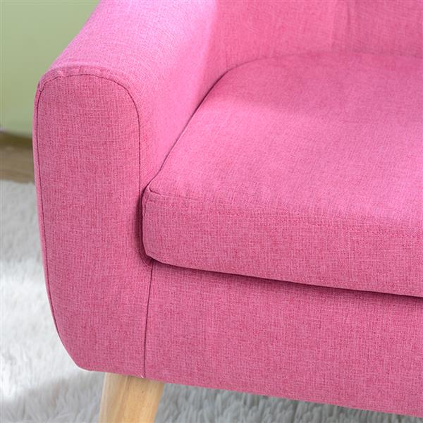  Children's Single Sofa with Sofa Cushion Removable and Washable Linen Rose Red 