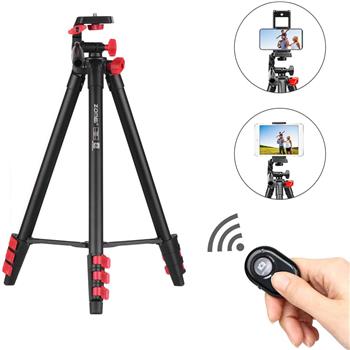 Zomei T80 Portable Tripod with Phone Clip and Bluetooth Remote Control Black Red