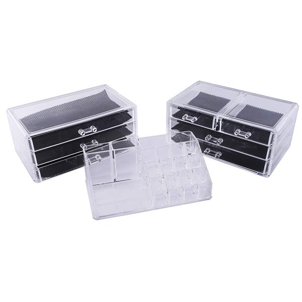 SF-1122-1 Cosmetics Storage Rack with 2 Small & 5 Large Drawers Transparent