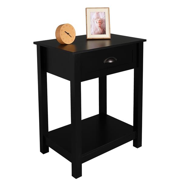 1-Drawer Nightstand End Table Black