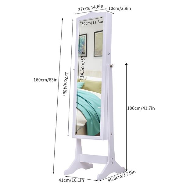 Retro PVC Wood Grain Coating Whole Body Mirror Decoration Storage Dressing Mirror Jewelry Mirror Cabinet White