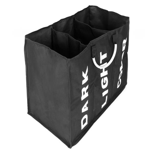 Portable Three Lattice Large Capacity Laundry Basket Black