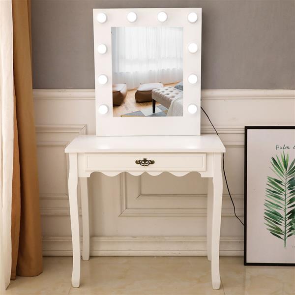 Generous Mirror Single Pumping Foot With Bulb Cold Light Dressing Table white