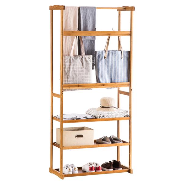 [80*40*178] cm Three-Layer Coat Rack (Flat) Wood Color