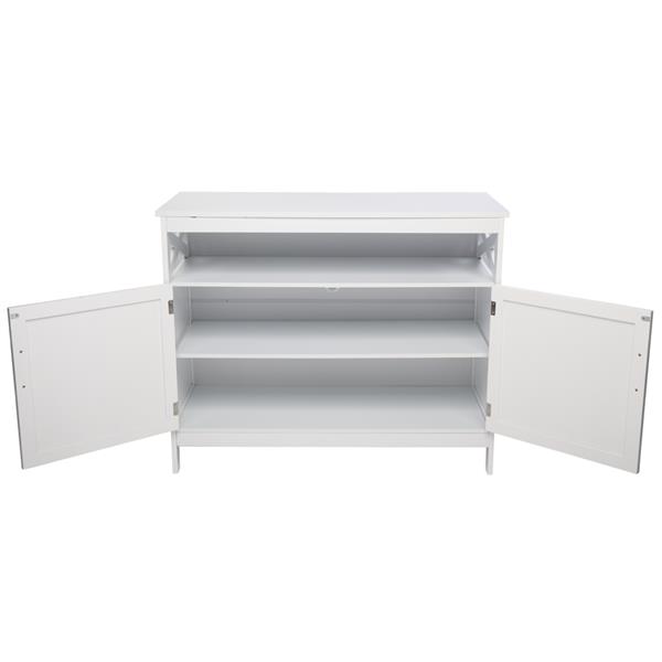 Double Door Side Cabinet With Partition White
