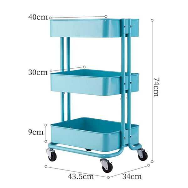 3-Tier Home Kitchen Storage Utility cart-Turquoise