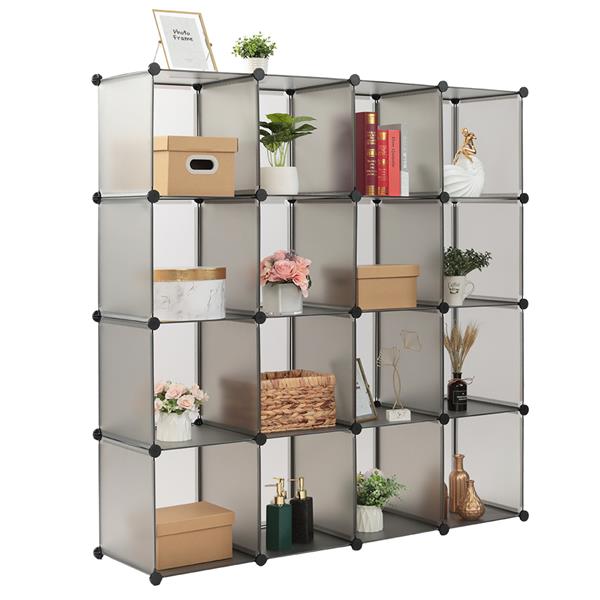 Cube Storage 16-Cube Book Shelf Storage Shelves Closet Organizer Shelf Cubes Organizer Bookcase Gray Color