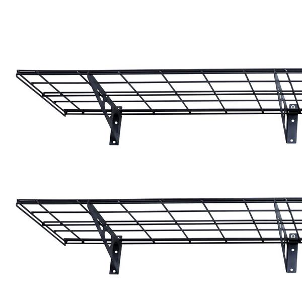 Black 2-Pack 1x6ft 12-inch-by-72-inch Wall Shelf Garage Storage Rack