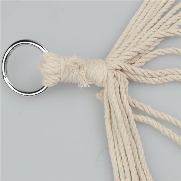 Wood Pole Cotton Rope Hammock Bed with Rope White