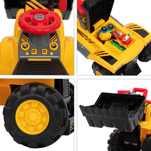 LEADZM Children's Bulldozer Toy Car without Power   Two Plastic Simulation Stones and A Hat