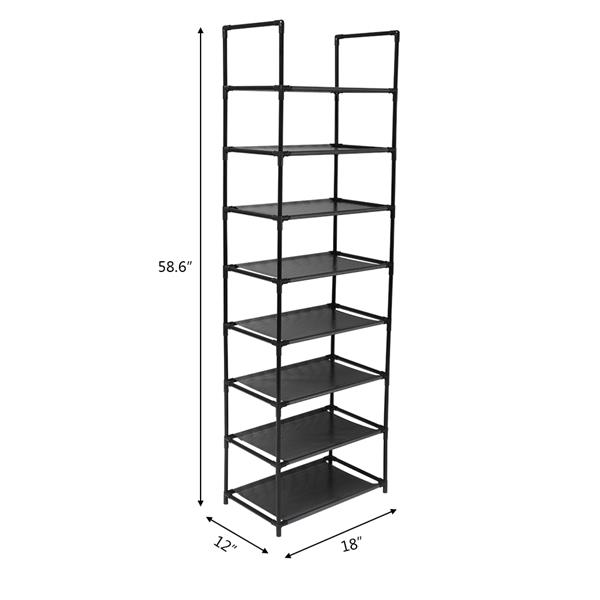 8 Tiers Shoe Rack Stainless Steel Frame Holds 16-20 Pairs Of Shoes