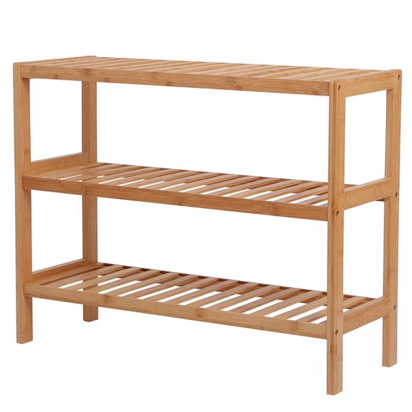 100% Bamboo Shoe Rack Bench, Shoe Storage, 3-Layer Multi-Functional Cell Shelf, Can Be Used For Entrance Corridor, Bathroom, Living Room And Corridor 70 * 25 * 55 - Natural